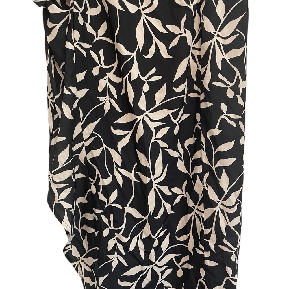 Cupshe Black White Leaf Print Swim Midi Sarong Coverup Tie Waist L NWOT - Picture 4 of 11